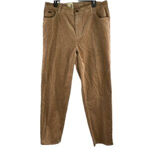 Lauren Jeans Co 14W Stretch Corduroy High Rise Straight Pants Camel Brown Ralph